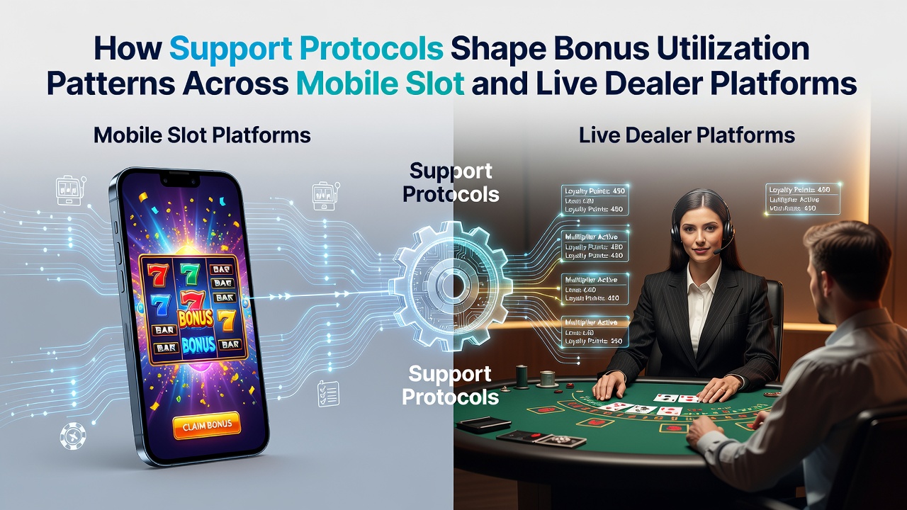 Illustration of customer support interactions on mobile slot platforms showing chat interfaces and bonus claim flows