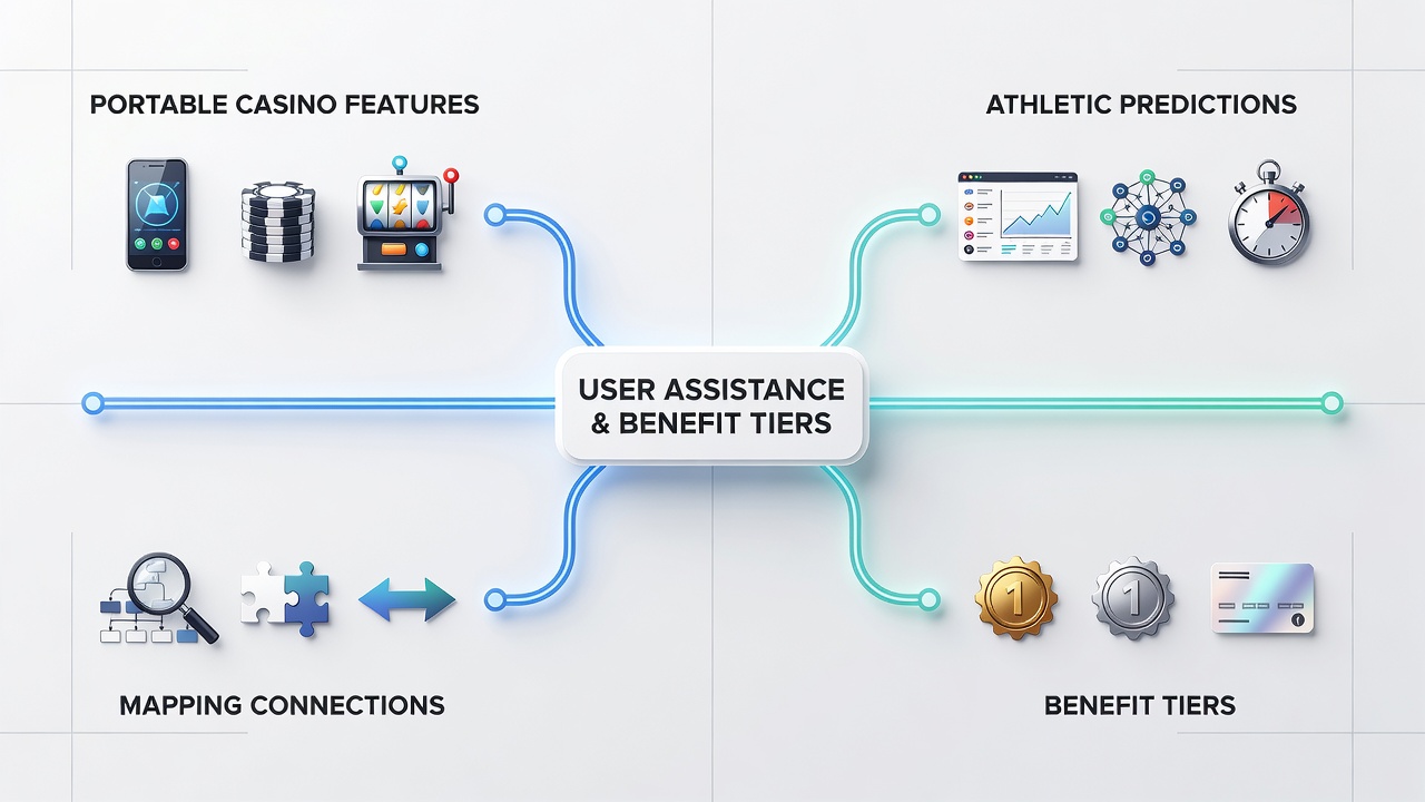 Diagram showing connections between user assistance levels and benefit tiers in mobile casino and sports prediction platforms