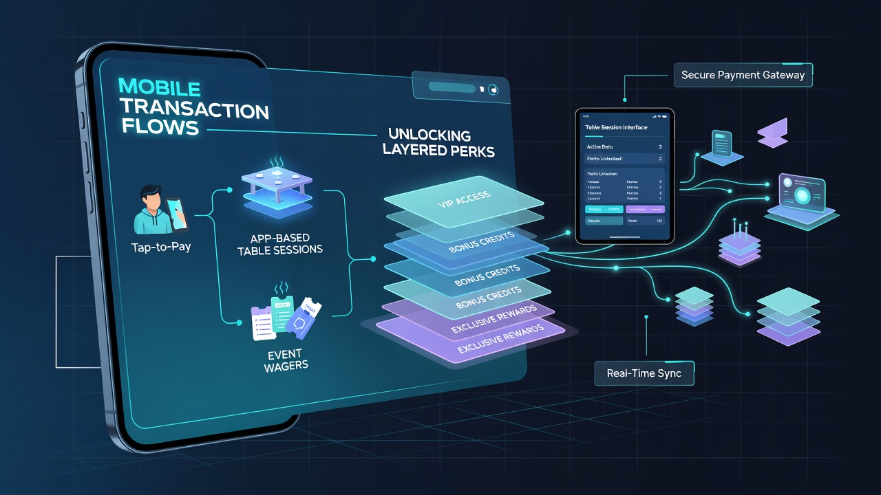 Dashboard view of layered perks and transaction history in a mobile betting app