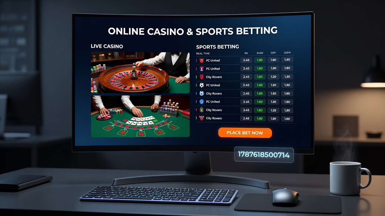 Mobile betting interface displaying sports odds and casino games