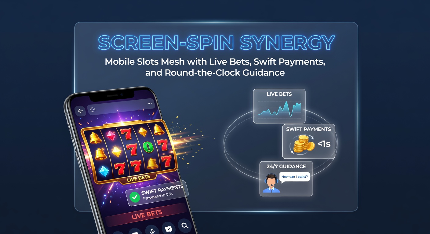 Vibrant mobile screen displaying spinning slots alongside live betting odds and payment icons, capturing the integrated gaming experience