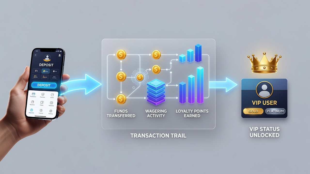 Diagram mapping deposit trails to VIP tier unlocks in betting applications